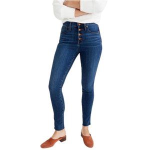 Madewell 9" Mid-Rise Skinny Jean Raw Hem Medium Wash Button Fly Blue Size 26